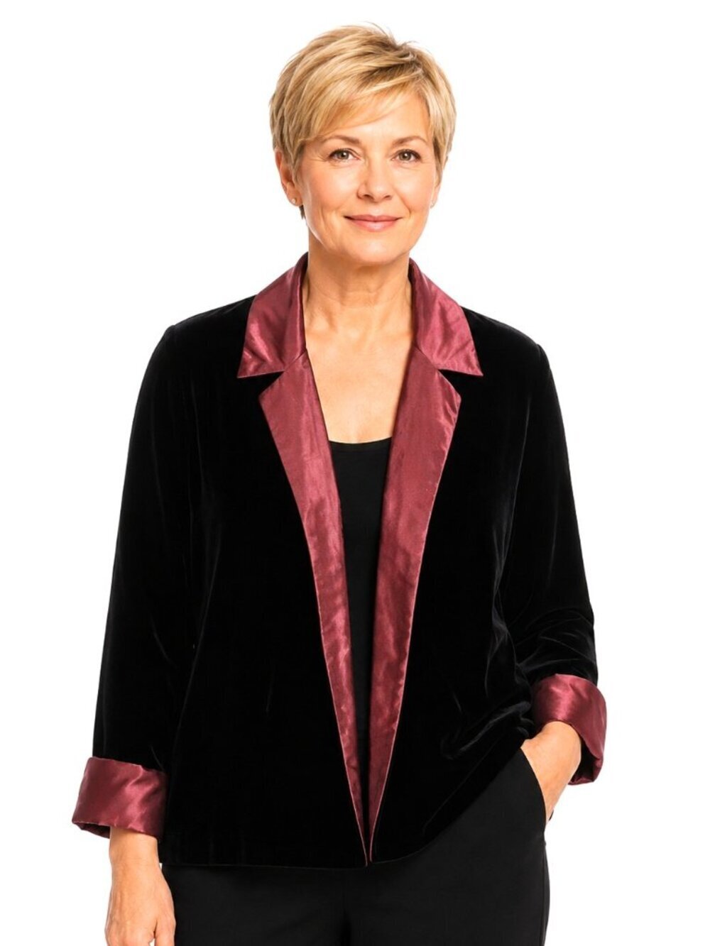 Vintage Maria Pinto Black Rose Wine Velvet Jacket